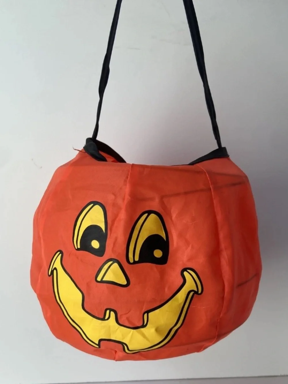 Vintage Tony USA Pumpkin Collapsible Halloween Basket Trick Or Treat Nylon GUC